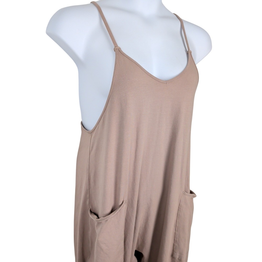 FP Movement Free People Hot Shot Onesie Tan Mauve XS Jumpsuit Wide Leg Slouchy